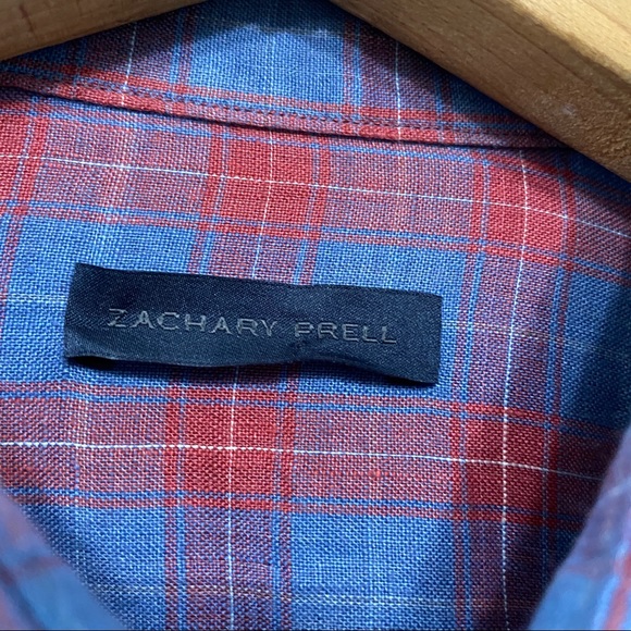 Zachary Prell Plaid Linen Button Down Shirt - Picture 4 of 12